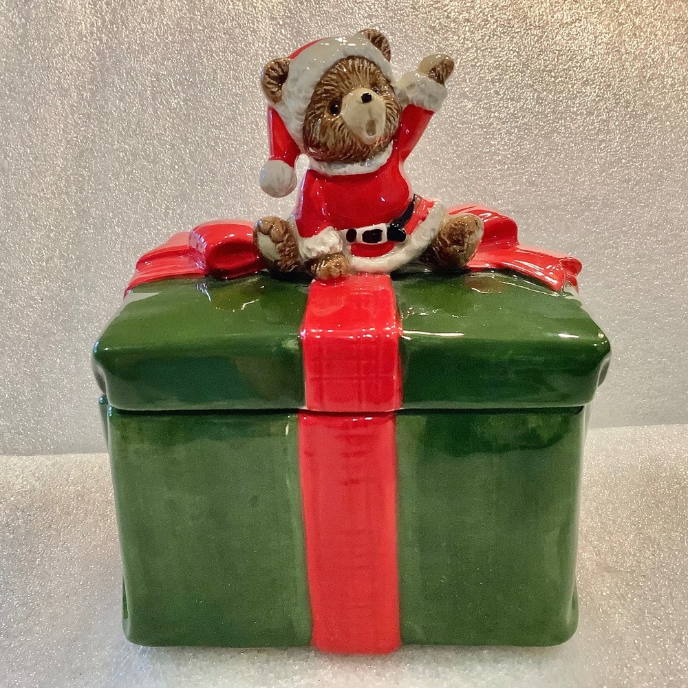 Vintage Otagiri Christmas Candy Cookie Trinket Box Ceramic Japan